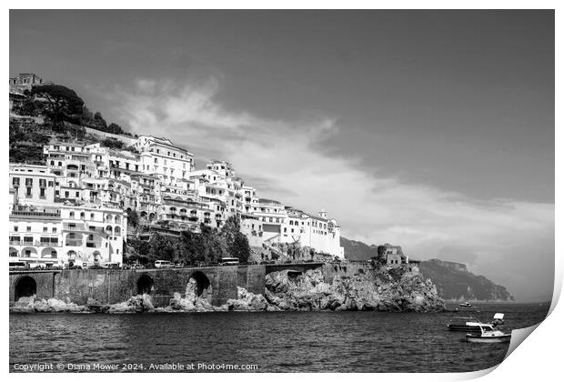 Amalfi Italy Monochrome Print by Diana Mower