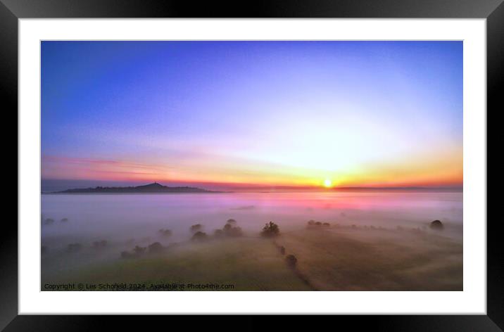 Glastonbury Morning Glory Framed Mounted Print by Les Schofield