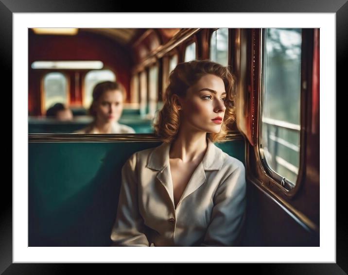 Woman On A Train Framed Mounted Print by Anne Macdonald