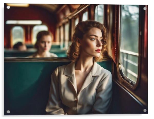 Woman On A Train Acrylic by Anne Macdonald