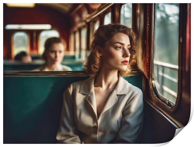 Woman On A Train Print by Anne Macdonald