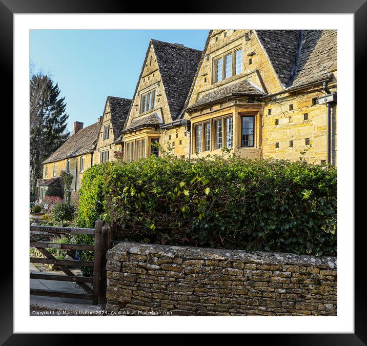 Cotswold stone cottages Bourton on the water  Framed Mounted Print by Martin fenton