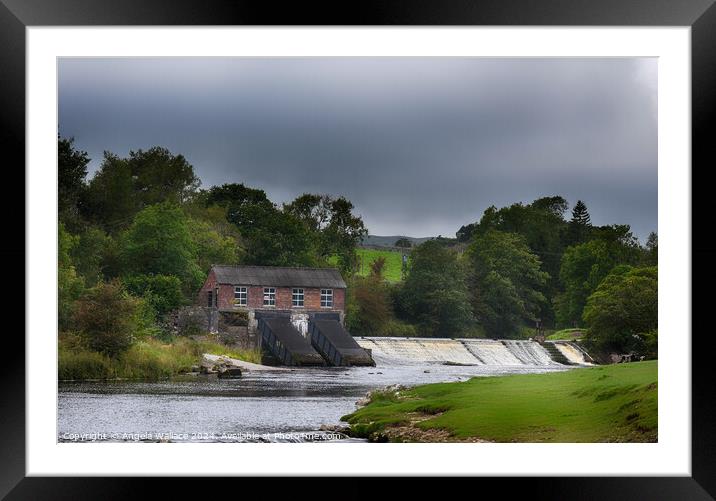 Hydroelectric station  at Linton falls with weir Framed Mounted Print by Angela Wallace