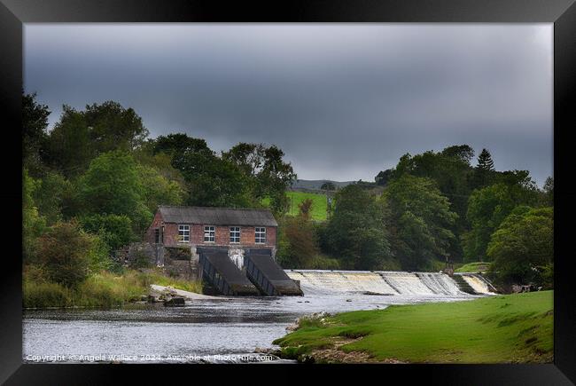 Hydroelectric station  at Linton falls with weir Framed Print by Angela Wallace