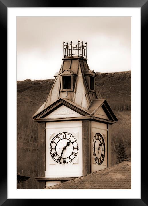 Marsden Clock Tower - Sepia Framed Mounted Print by Glen Allen