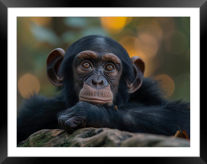 Chimpanzee Framed Mounted Print by Steve Smith