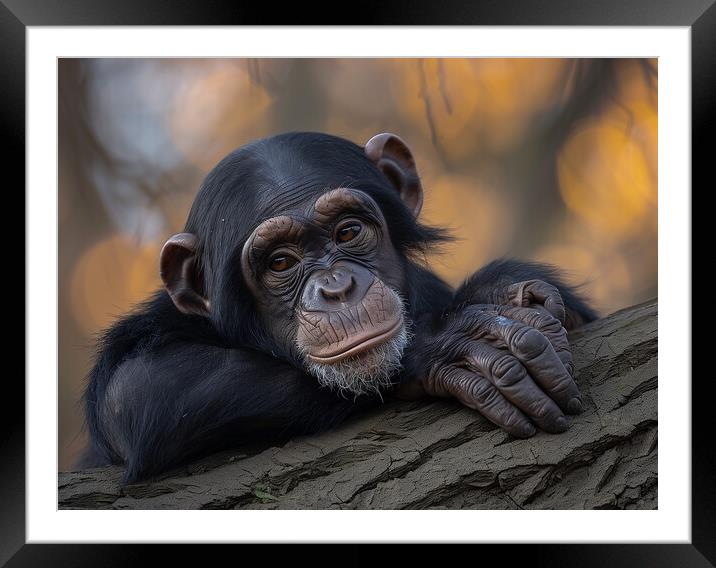 Chimpanzee Framed Mounted Print by Steve Smith