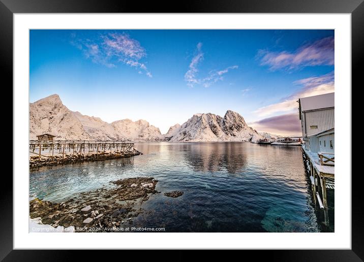 Hamnoy on Lofoten, Wiev over the small town, Norway Framed Mounted Print by Frank Bach