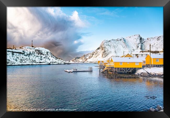 Hamnoy on Lofoten, Wiev over the small town, Norway Framed Print by Frank Bach