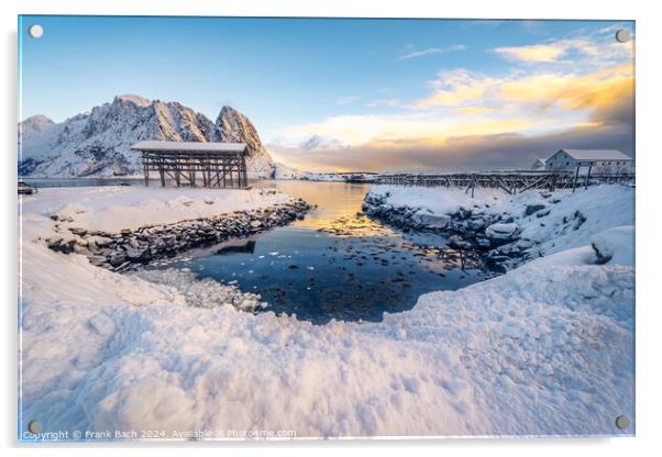 Hamnoy on Lofoten, Wiev over the small town, Norway Acrylic by Frank Bach