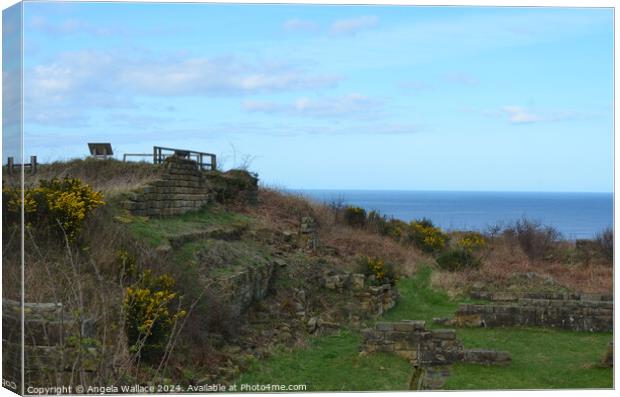 ruins cliff top robin hoods bay Canvas Print by Angela Wallace
