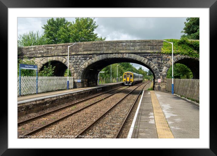 Train at Long Preston Railway Station Framed Mounted Print by Colin Green