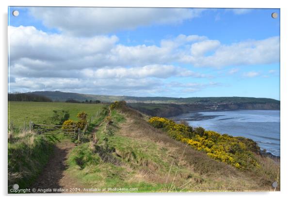 The walk Ravenscar to Robin Hood Bay Acrylic by Angela Wallace