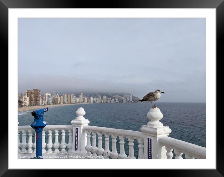 A cloudy day in Benidorm Framed Mounted Print by Angela Wallace