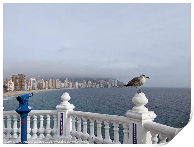 A cloudy day in Benidorm Print by Angela Wallace