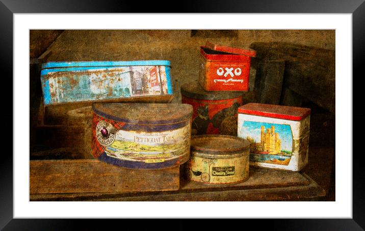 Old tins Framed Mounted Print by Alan Tunnicliffe