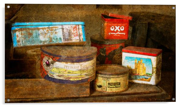 Old tins Acrylic by Alan Tunnicliffe