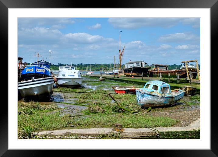 Pin Mill low tide on the Hard  Framed Mounted Print by Diana Mower