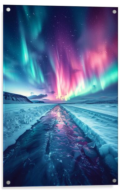 Aurora Borealis Iceland Acrylic by T2 