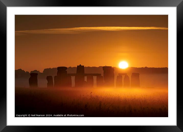 Stonehenge Summer Solstice Sunrise Framed Mounted Print by Neil Pearson