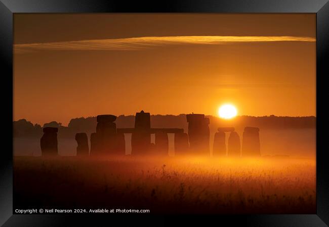 Stonehenge Summer Solstice Sunrise Framed Print by Neil Pearson