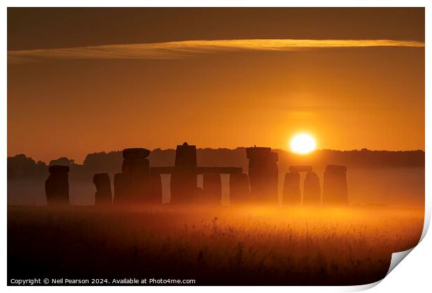 Stonehenge Summer Solstice Sunrise Print by Neil Pearson