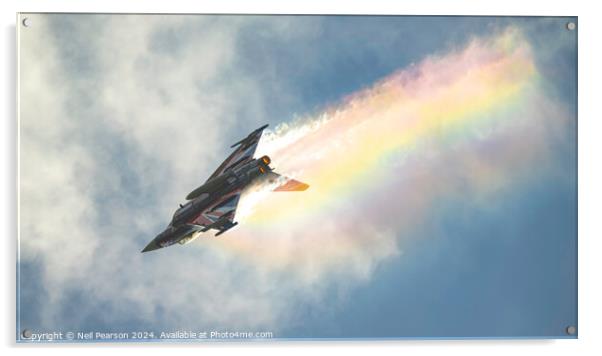 Typhoon display jet making Rainbow Clouds   Acrylic by Neil Pearson