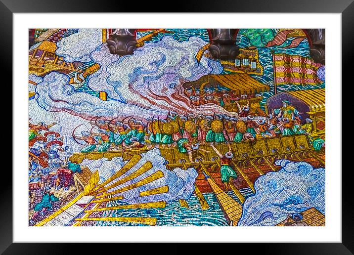 Battle of Lepanto Mosaic Basilica of Notre Dame Lyon France Framed Mounted Print by William Perry