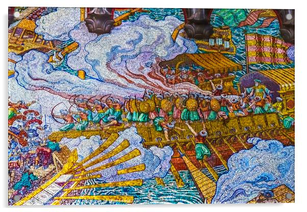 Battle of Lepanto Mosaic Basilica of Notre Dame Lyon France Acrylic by William Perry