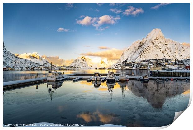 Hamnoy on Lofoten, Wiev over the small town, Norway Print by Frank Bach