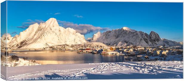 Lofoten Reine panorama over the fishing village, Norway Canvas Print by Frank Bach