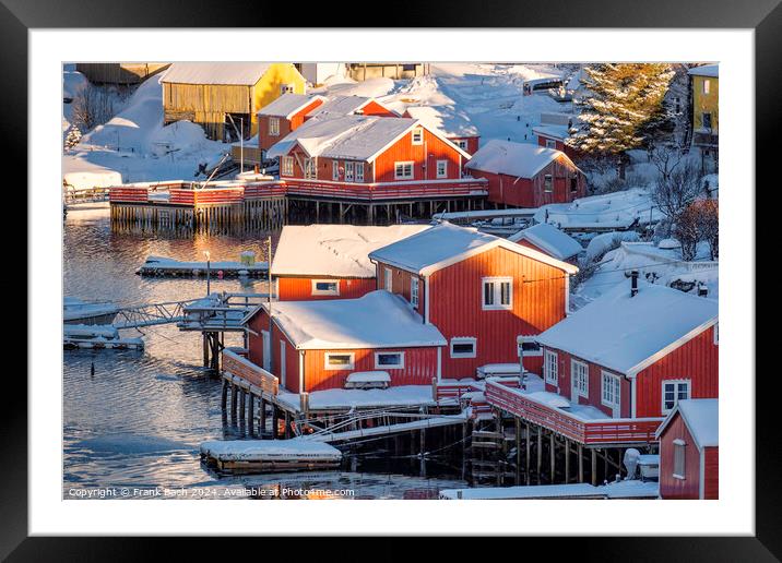 Lofoten Rein panorama over the fishing village, Norway Framed Mounted Print by Frank Bach