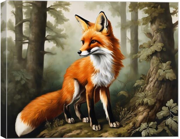 Fox In The Woods Canvas Print by Anne Macdonald