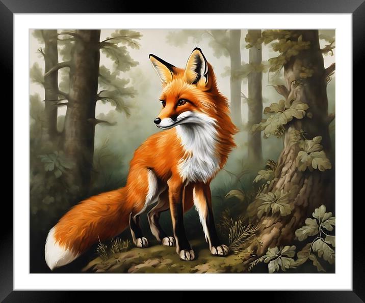 Fox In The Woods Framed Mounted Print by Anne Macdonald