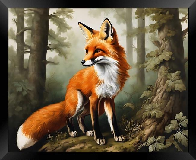 Fox In The Woods Framed Print by Anne Macdonald