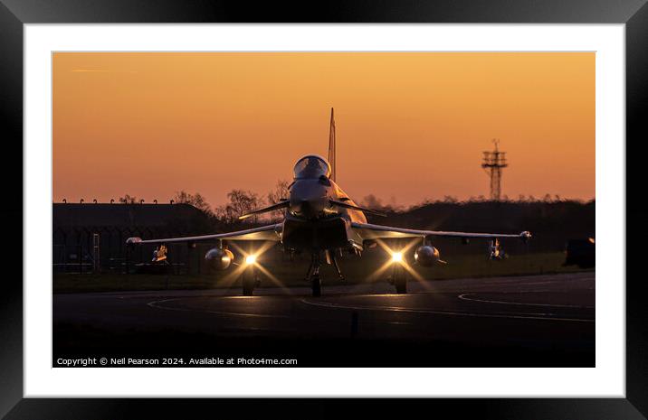 RAF Coningsby QRA Typhoon Jet Taxiing out in the Golden Hour Framed Mounted Print by Neil Pearson