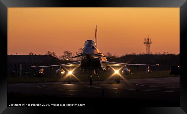 RAF Coningsby QRA Typhoon Jet Taxiing out in the Golden Hour Framed Print by Neil Pearson
