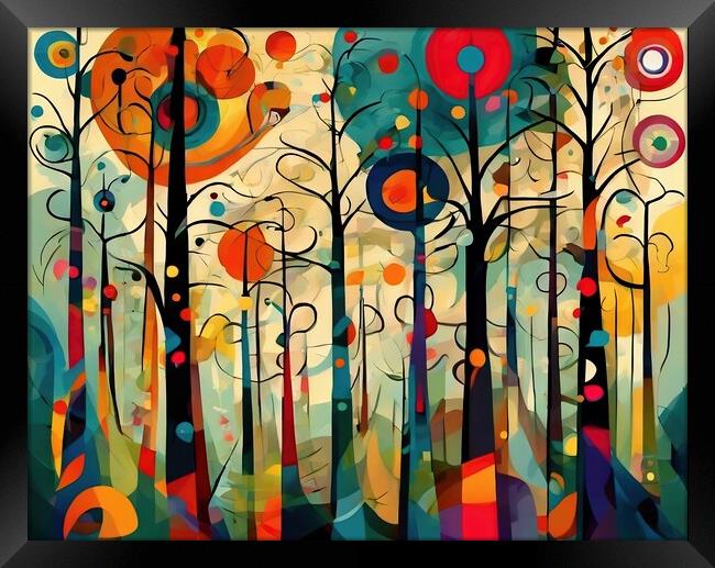 Colourful Forest Abstract Framed Print by Anne Macdonald