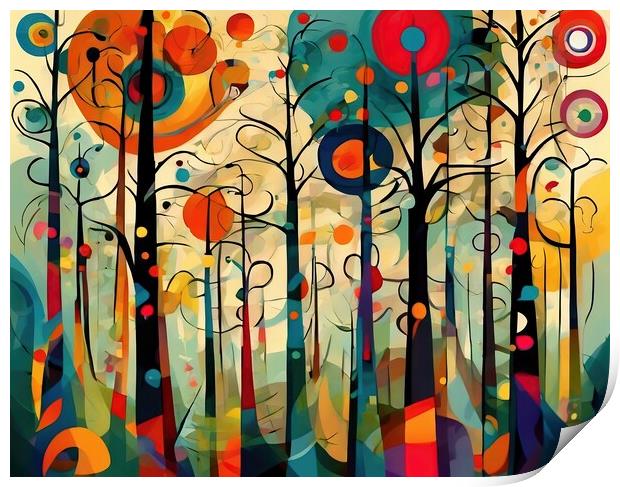 Colourful Forest Abstract Print by Anne Macdonald