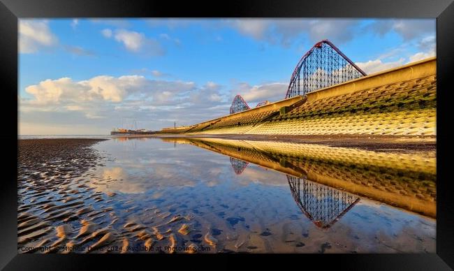 Blackpool Beach Reflections Framed Print by Michele Davis