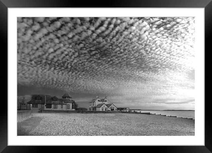 Whitstable Beach BW Framed Mounted Print by Alison Chambers