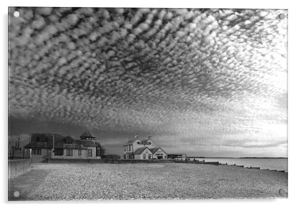 Whitstable Beach BW Acrylic by Alison Chambers