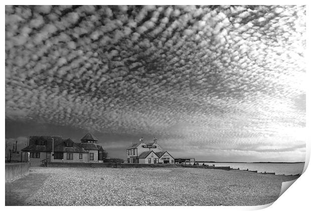 Whitstable Beach BW Print by Alison Chambers