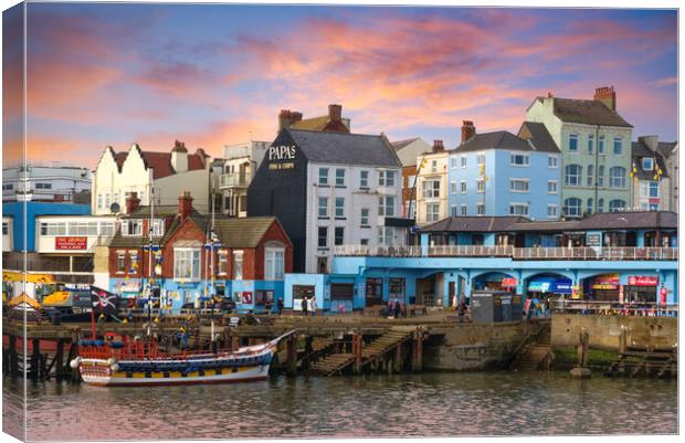Bridlington Harbour Sunset Canvas Print by Alison Chambers