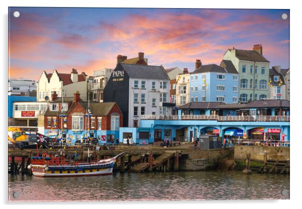 Bridlington Harbour Sunset Acrylic by Alison Chambers