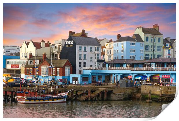 Bridlington Harbour Sunset Print by Alison Chambers