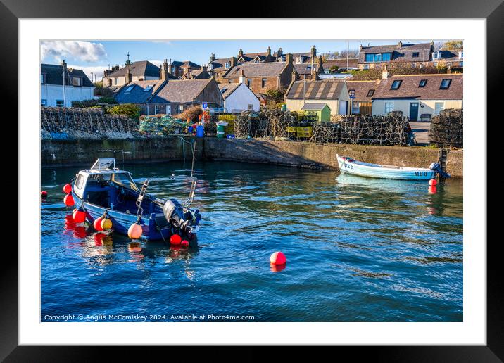 Fishing boats in Johnshaven harbour, Aberdeenshire Framed Mounted Print by Angus McComiskey