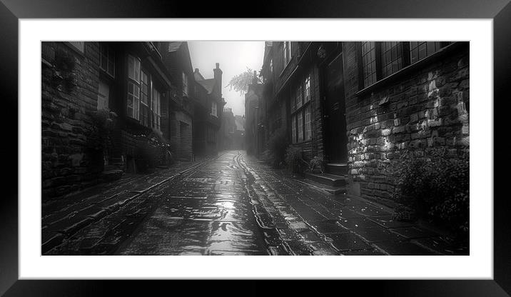 York backstreets Black and White Framed Mounted Print by T2 