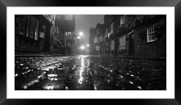 York backstreets Black and White Framed Mounted Print by T2 