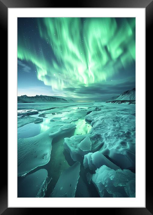 Aurora Borealis Iceland Framed Mounted Print by T2 